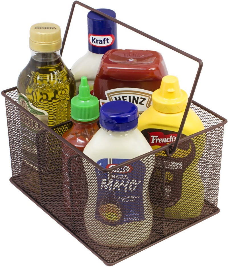 SorbusÂ® Utensil Caddy â€” Silverware, Napkin Holder, and Condiment Organizer â€” Multi-Purpose Steel Mesh Caddyâ€”Ideal for Kitchen, Dining, Entertaining, Tailgating, Picnics, and much more (Bronze) - Image 3
